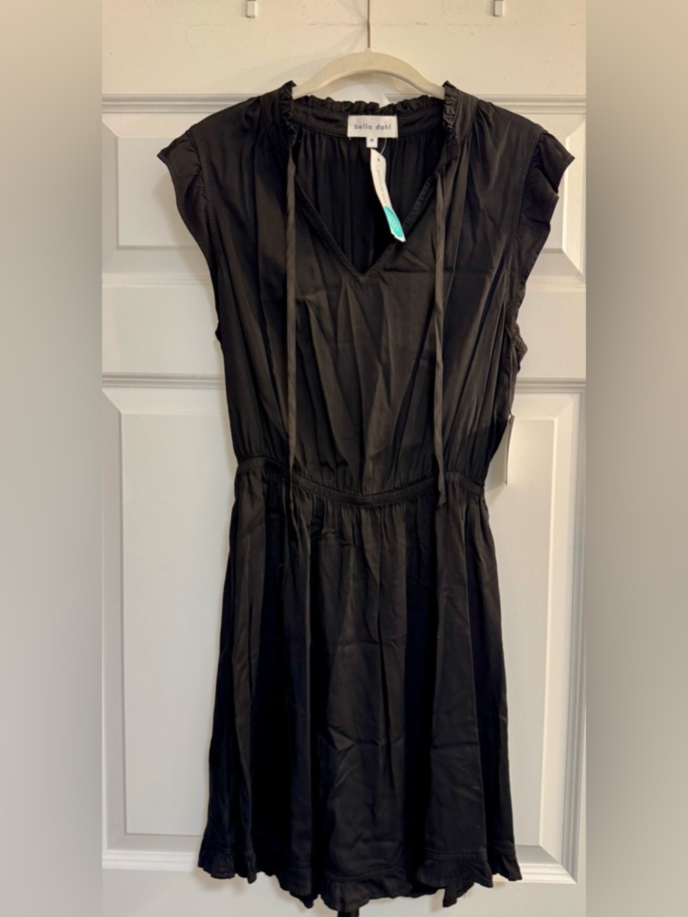 Bella Dahl Black Casual Ruffle Sleeve Mini Dress